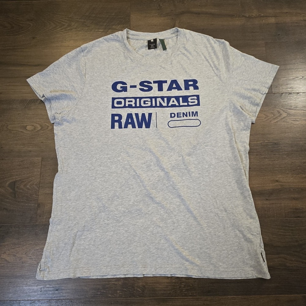 G-Star Raw Gray Blue‎ Crew Neck T-Shirt Mens XXL New Casual Tee NWOT